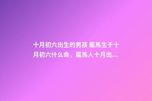 十月初六出生的男孩 屬馬生于十月初六什么命，屬馬人十月出生好嗎-第1張-觀點-玄機派